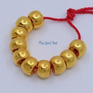 5mm 18k Solid Yellow Gold Handmade Drum Barrel Donut Spacer Findings Beads 1.35" Strand (10 pieces) or (1 piece)