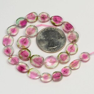 Fine Watermelon Tourmaline Polished Slices Briolettes 9.5 Strand image 4