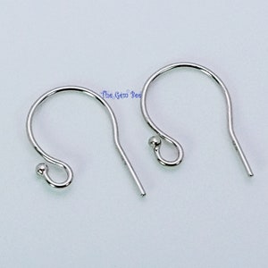 18K Solid White Gold 21 Gauge Earwire with Ball Ends 12.5mmx15mm