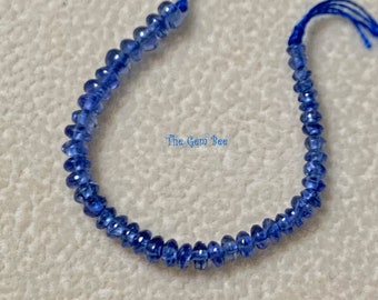 1.8mm-2.4mm no heat Unheated Untreated Burmese Gem Royal Blue Sapphire Smooth Rondelle Beads 2&quot; strand