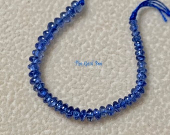 1.8mm-2.4mm no heat Unheated Untreated Burmese Gem Royal Blue Sapphire Smooth Rondelle Beads 2" strand