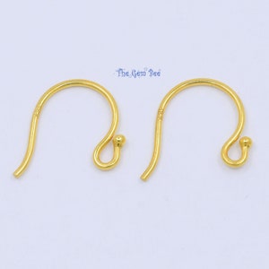 18K Solid Yellow Gold 20 Gauge Thick Earwires with Ball Ends 12.5mmx14mm