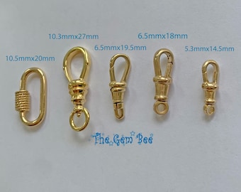 5.3mmx14.5mm 18k Solid Yellow Gold Swivel Push Lock Dog Clip