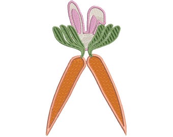 Easter Bunny with Carrots Embroidery Design (Digital Download)