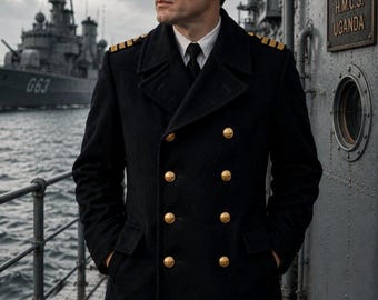 Vintage 1940s WW2 Military, Wool Coat Dutch Army, Army Trench Coat