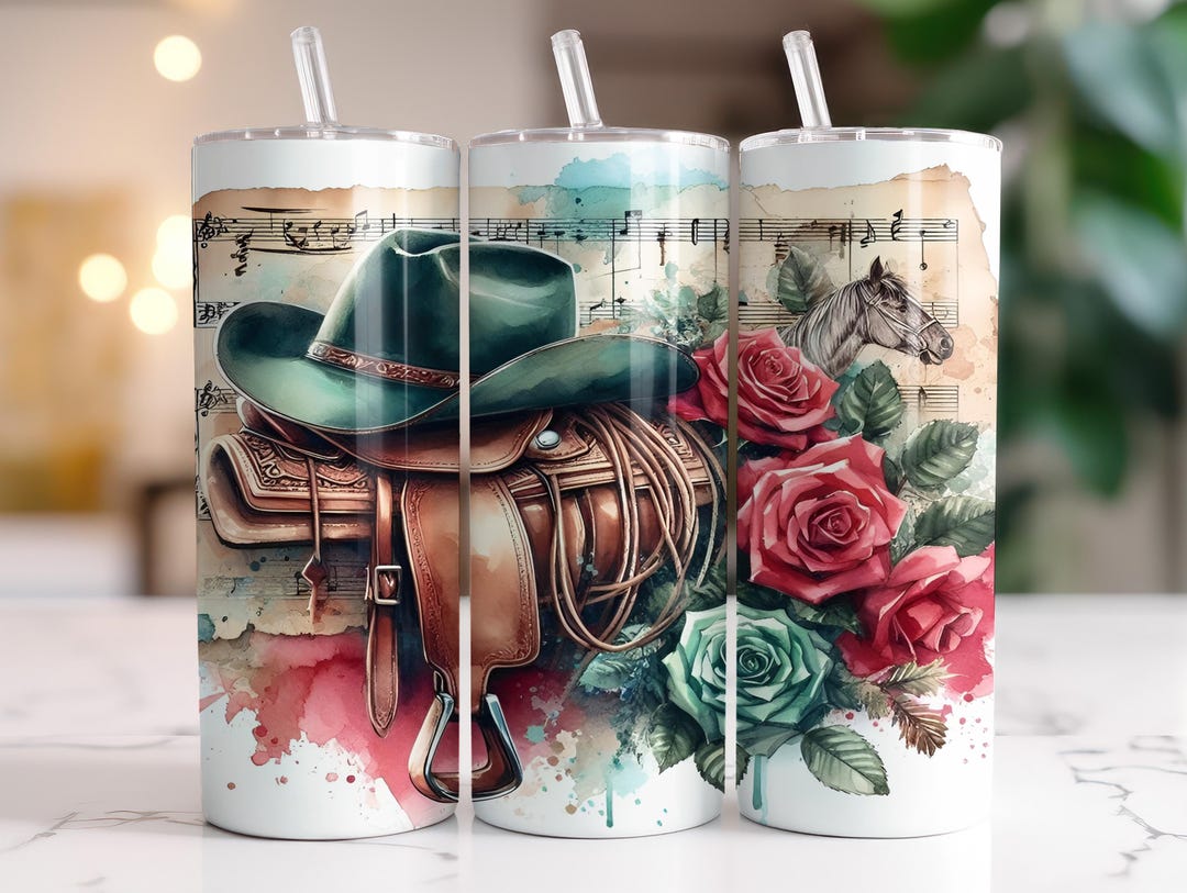 Western Cowgirl Boots Tumbler Wrap, 20 Oz Skinny Tumbler Sublimation ...