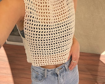 Top de baño de malla de crochet