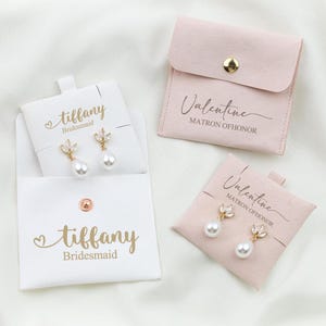 Bridesmaid Earrings 18k Gold Plated | Bridesmaid Pearl Knot Earrings | Maid of Honor Bridesmaid Gifts Earrings Bridesmaid Jewelry Pouch
