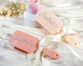 Spazzola per capelli personalizzata con nome: spazzola per capelli personalizzata con perle