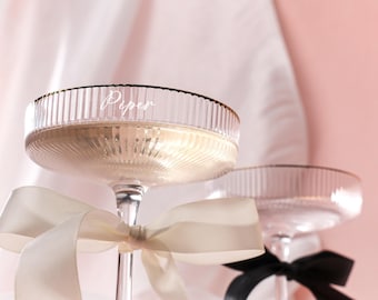 Personalized Engraved Champagne Glass | Idea for wedding guests | Party Glasses Luxury Bridesmaid Gifts | Holiday Bridal Party Gifts