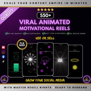 550+ Motivational Animated Videos & Viral Reels Bundle | Social Media Content for TikTok, Instagram, YouTube Shorts | PLR MRR