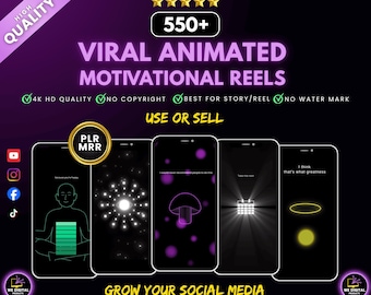 550+ Motivational Animated Videos & Viral Reels Bundle | Social Media Content for TikTok, Instagram, YouTube Shorts | PLR MRR