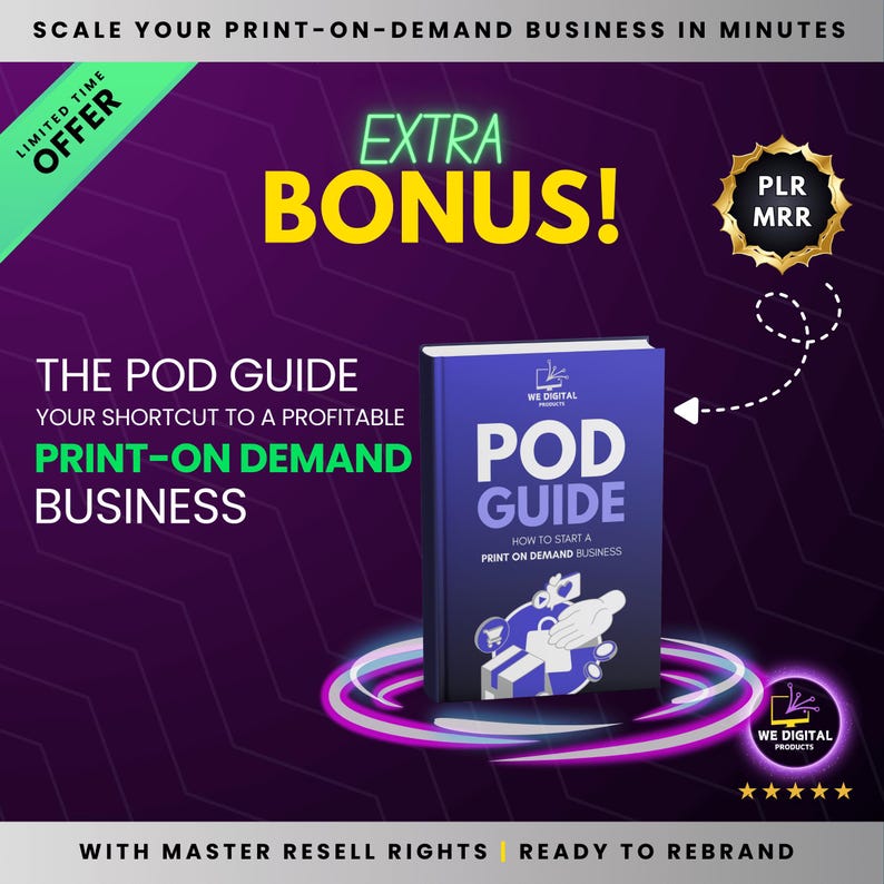 Extra bonus: The POD Guide – your shortcut to a profitable print-on-demand business. Learn how to start your POD business with easy steps and avoid common mistakes while building a standout brand.