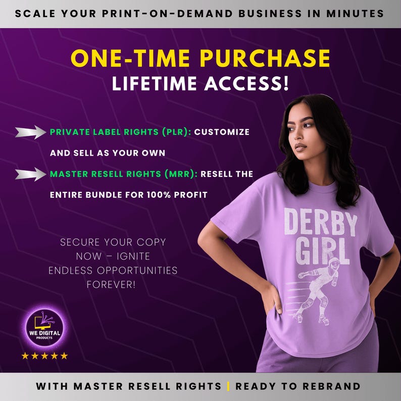 One-time purchase, lifetime access! Customizable with Private Label Rights (PLR) to resell or use as your own, and Master Resell Rights (MRR) for 100% profit. Ignite endless opportunities with these high-quality designs.