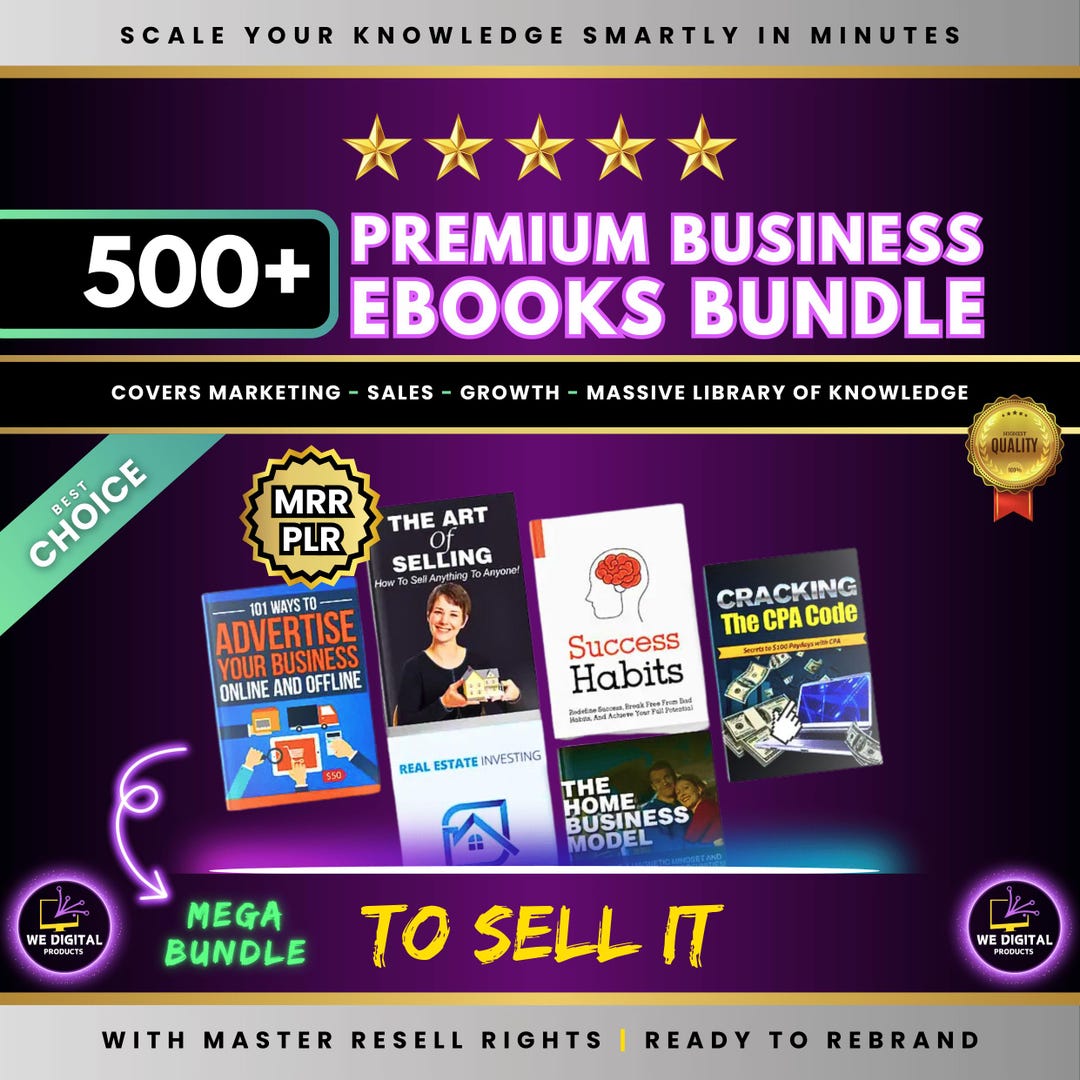 500+ Premium Business Ebooks Bundle | PLR MRR Resell Rights, Digital ...