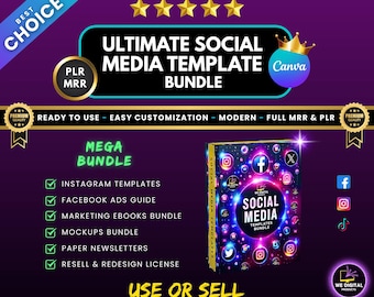 Ultimate Social Media Template Canva Bundle | 500+ Instagram PLR Designs with Master Resell Rights Kit
