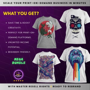 What you get with this bundle: Time-saving designs to boost creativity, perfect for print-on-demand platforms. Unlimited income potential, with beginner-friendly designs ready for use or resale.