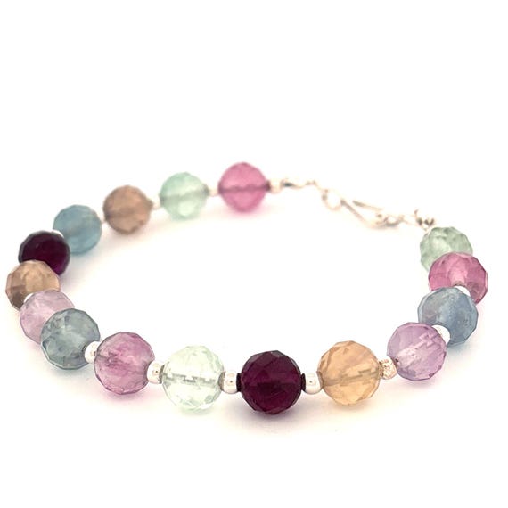 Faceted Fluorite Bracelet with Sterling Silver – Handmade & Elegant