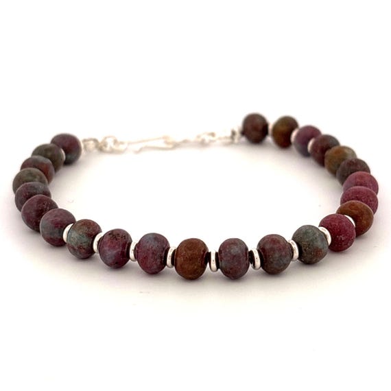 Ruby in Kyanite Bracelet with Sterling Silver | Luxury Gemstone Jewelry | Hook Clasp | Handmade