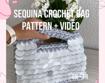 PDF | Handleiding voor een gehaakte handtas met pailletten | Patroon en gedetailleerde video voor beginners, gemakkelijk en snel | SEQUINA