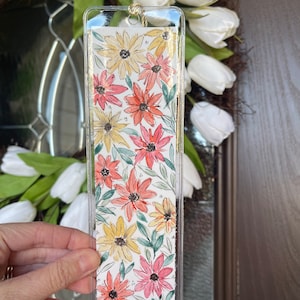 Original Hand-Painted Floral Bookmark-Yellow/Orange flowers |- Gift for Book lovers||Bookish Gifts|| Bookclub||Book Lovers Decor