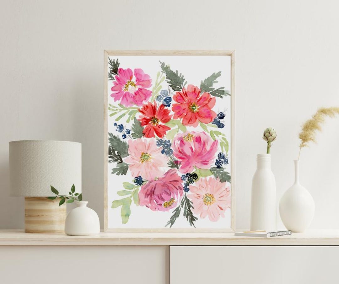 Floral Watercolor Print: Modern Botanical Wall Art - Etsy