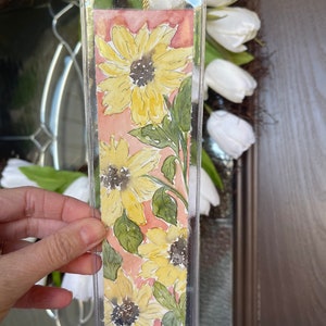Hand-painted Sunflower Bookmark- Handmade Watercolor Floral Bookmark