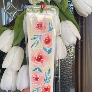 Marque-page rose || Marque-page floral aquarelle original || Cadeau pour amoureux des livres|| Club de lecture|| Cadeau pour elle|| Cadeaux livresques