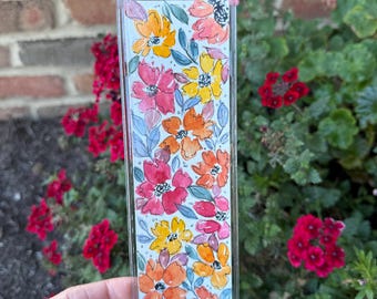 Marque-page floral aquarelle peint à la main – Cadeau original pour lecteur d'art