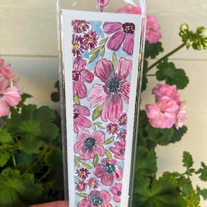 Marque-page floral rose - Marque-page floral aquarelle original || Cadeau pour amoureux des livres|| Club de lecture|| Cadeau pour elle|| Cadeaux livresques