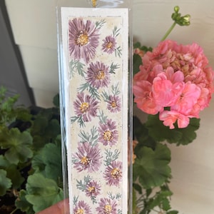 Hand Painted Purple Aster Bookmark: Original Watercolor Art