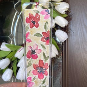 Floral Watercolor Bookmark: Original Hand-Painted Art with Silk Tassel