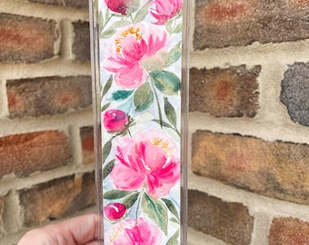 Marque-page floral peint à la main : aquarelle originale