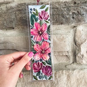 Original Hand Painted Floral Bookmark-Gift for Book lovers-Bookish Gifts- Bookclub-Book Lovers Decor-handmade bookmark, flower painting