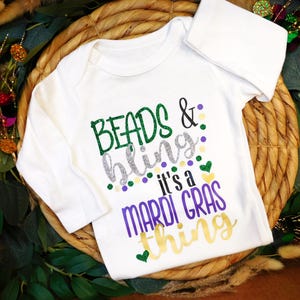 Beads & Bling Mardi Gras, Mardi Gras Bodysuit, Mardi Gras Baby, Mardi Gras Baby Girl Outfit, Mardi Gras, Mardi Gras Baby Bodysuit, Baby Girl