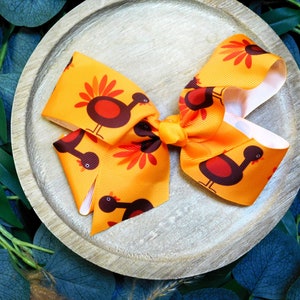 Turkey Hair Bow, Thanksgiving, Thanksgiving Hair Bow, Thanksgiving Bow, Girl's Hair Bow, Girl's Bow, Hair Bow, Bow, Thanksgiving Accessory