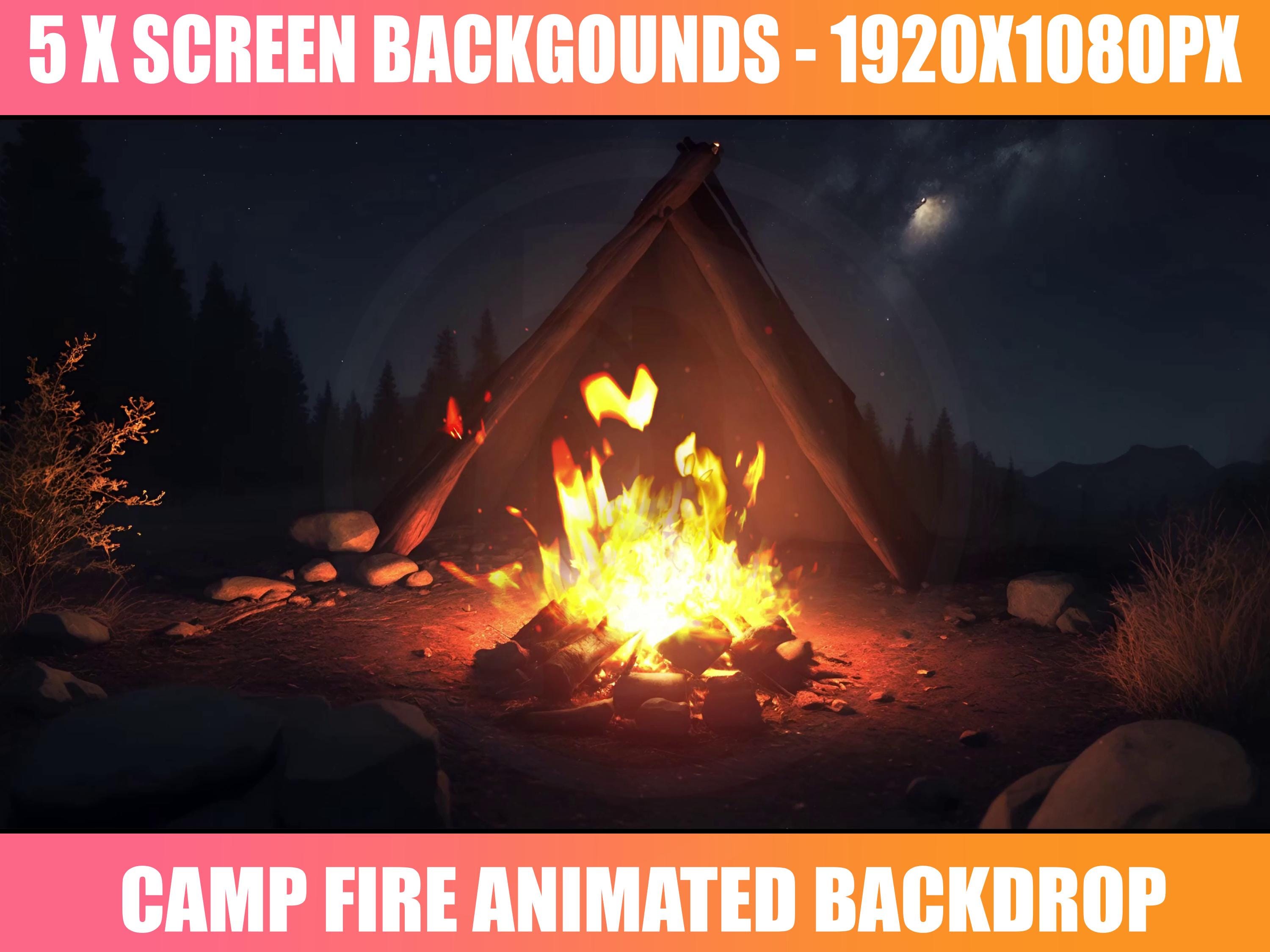 ANIMATED Virtual Background | Cosy Campfire in the Woods at Night With ...