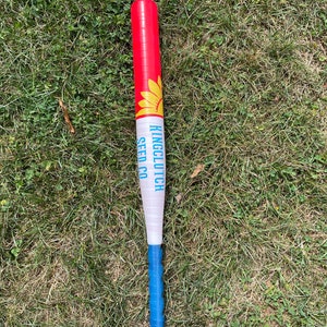 May include: A red, white, and blue baseball bat with a sunflower design and the text "KINGCLUTCH SEED CO."