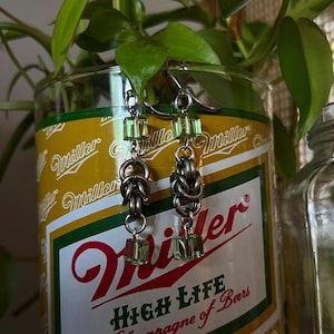Chainmaille Earrings with Glass Beads