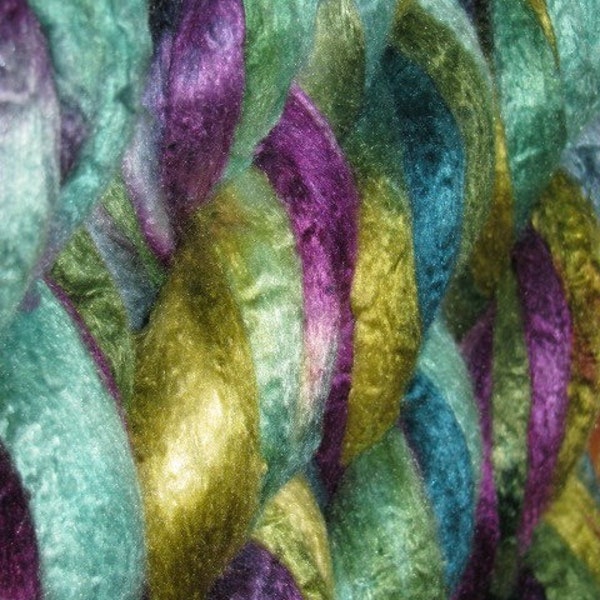 LUSH Hand Painted Silk Roving \/ Top  2 oz.