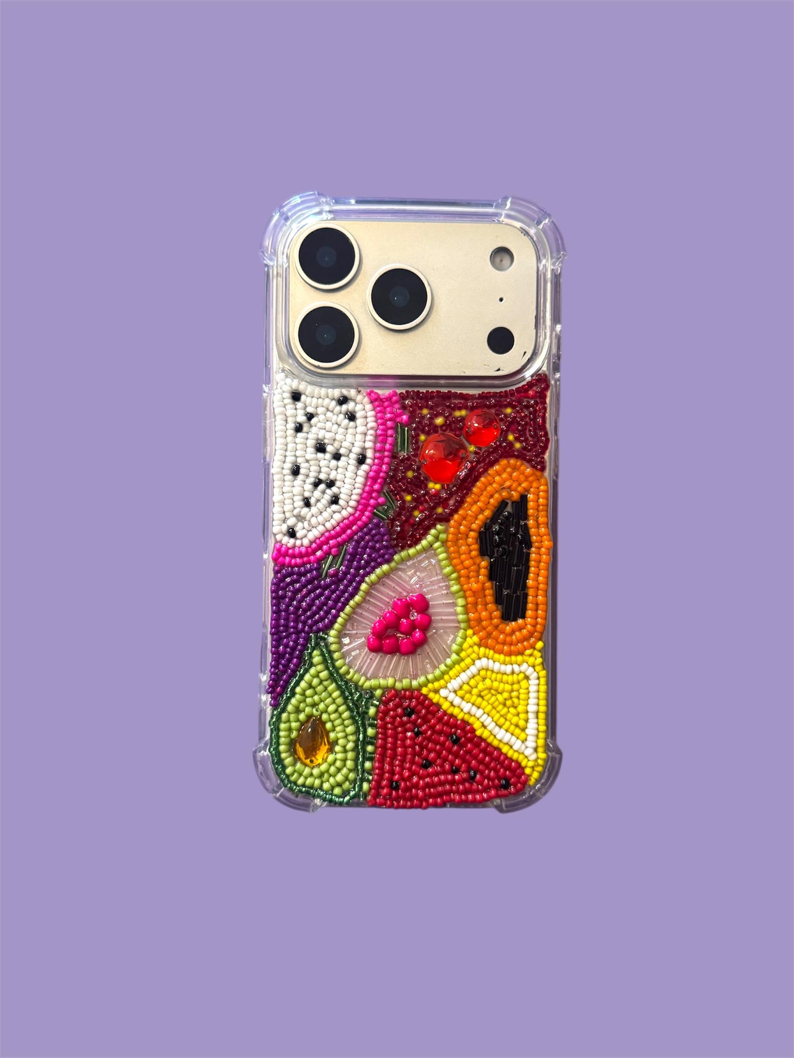 Handmade Bead Embroidered Fruit Phone Case (iPhone 14) - Option 1