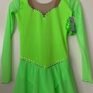 Bright Lime Green Test Competition Skating Dress