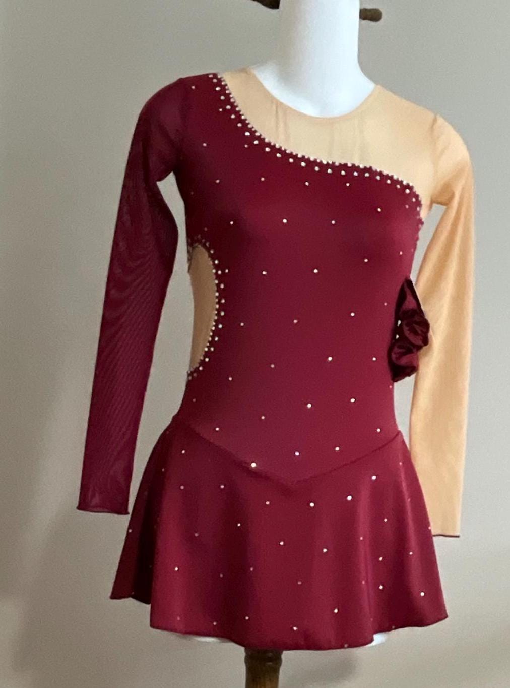 Burgundy Skater Dress - Etsy Burgundy Skater Dress - Etsy