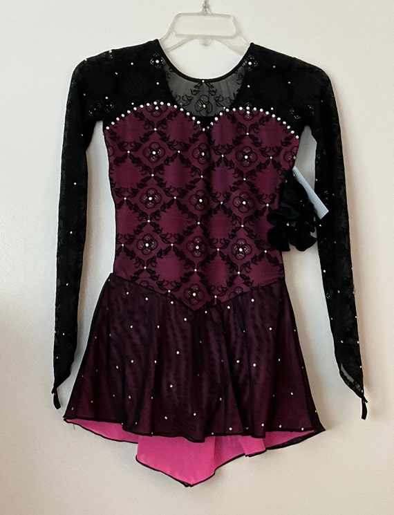 Black Sparkle Flocked Test Competition Skating Dress CL - Etsy