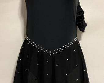 Icings Originals Black Diagonal Skirt Test Competition  Dance Ice Skating Dress