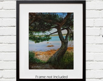 Original Tree on Beach Watercolor Painting - 11" by 14"