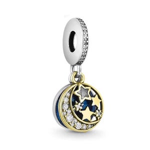 Pandora Moon and Stars Bracelet Charm, S925 Silver Charm for Women, Charm Jewelry, Crescent Silver Pendant Gift for Girlfriend