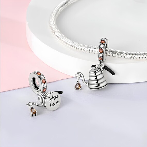 Pandora Gooseneck Kettle Charm for Coffee Lovers, 925 Sterling
