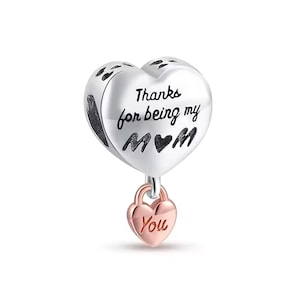 Pandora Thanks for Being My Mom Charm, 925 Sterling Silver Charm for Bracelet, Mother&#39;s Day Gift, Jewelry Gift for Mom