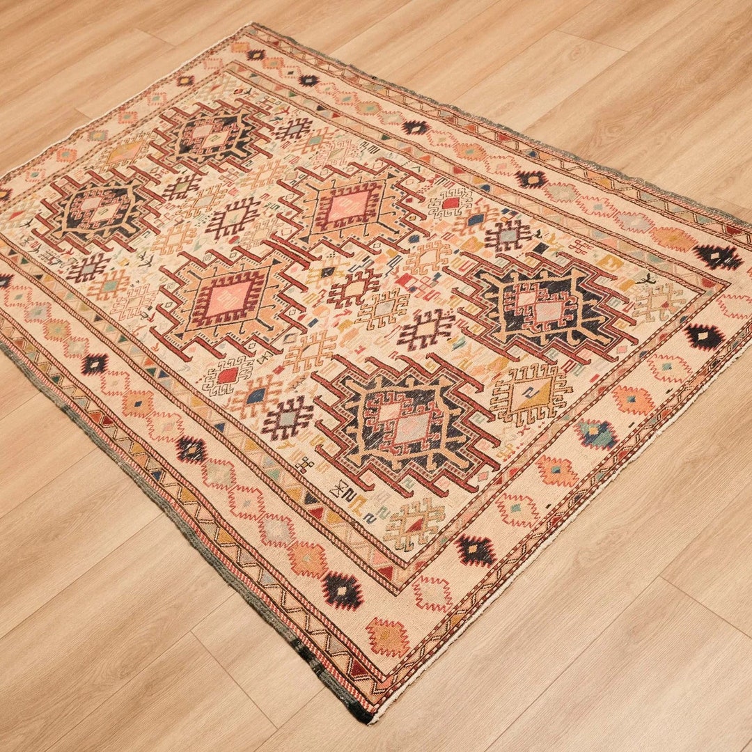 Sumac Rugs 4x6 Persian Sumac Rug for Living Room, Ethnic Patterned Unique Design ...